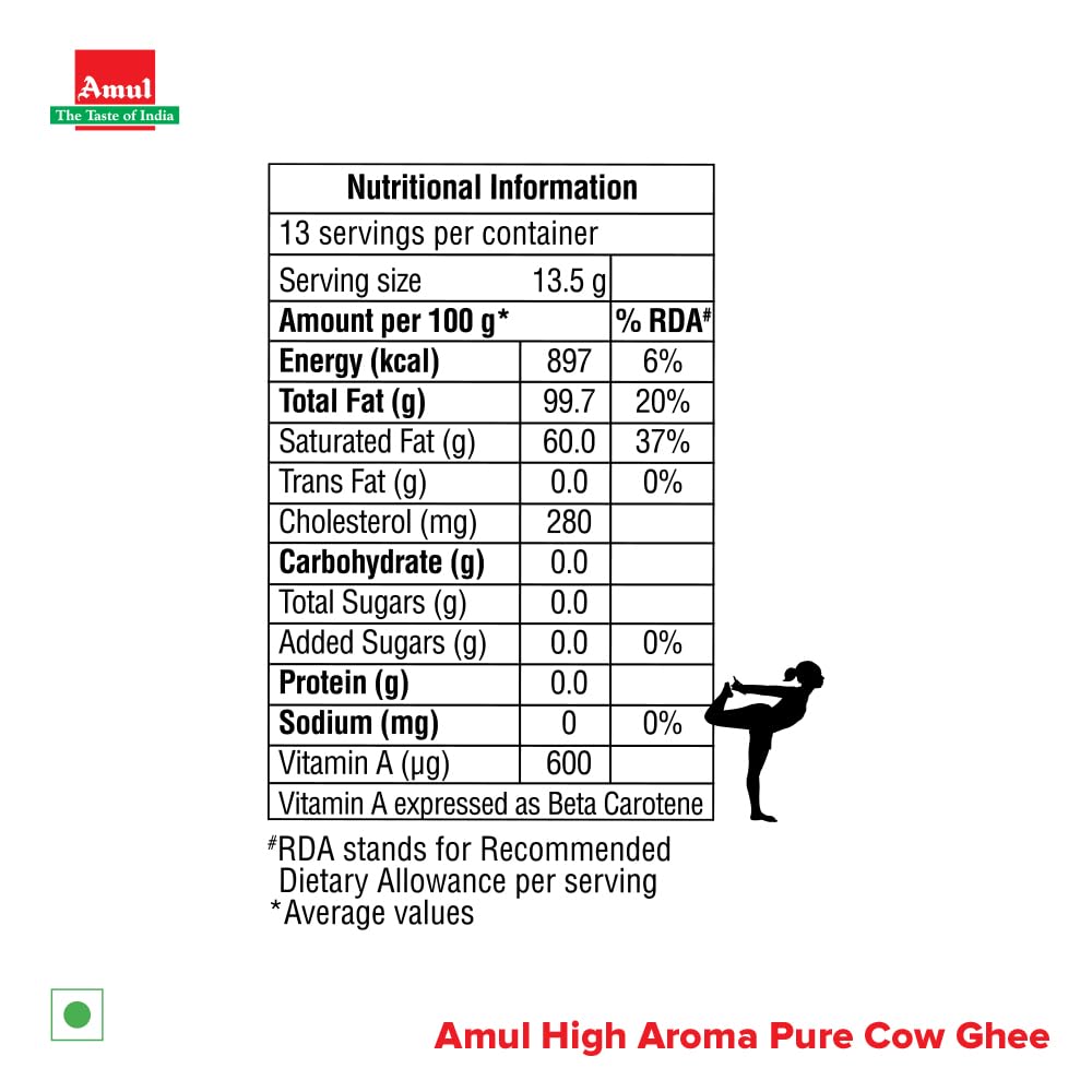 Amul High Aroma Cow Ghee, 200 Ml Jar