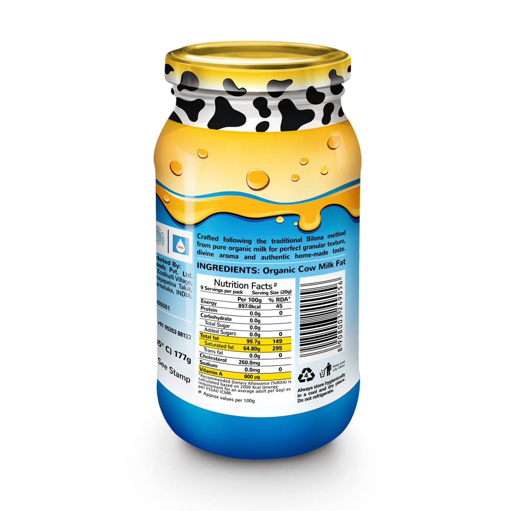 Akshayakalpa Organic Cow Ghee -195 ml – Pure organic ghee, traditionally-churned, chemical-free, granular ghee, nutritious by nature