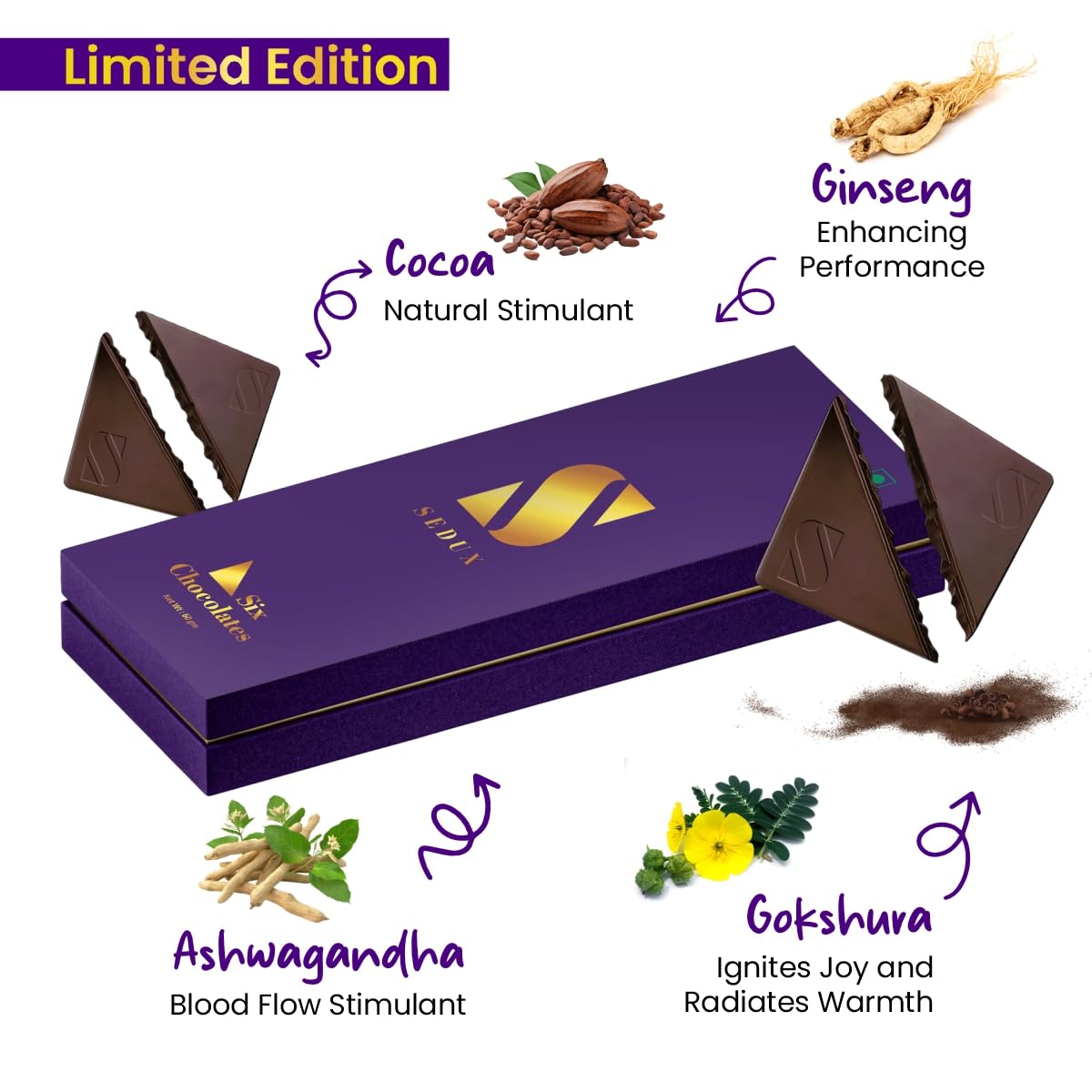SEDUX Dark Chocolate for Uplifting Mood | Best Chocolate Gift Box for Couples | Gift for Boyfriend & Girlfriend