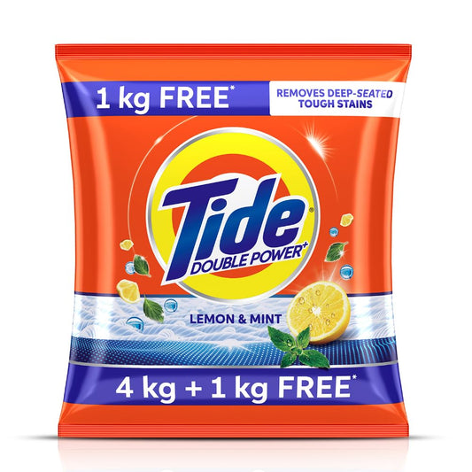 Tide Plus Extra Power Detergent Washing Powder - 4 kg (Lemon and Mint) with Free Detergent Powder - 1 kg