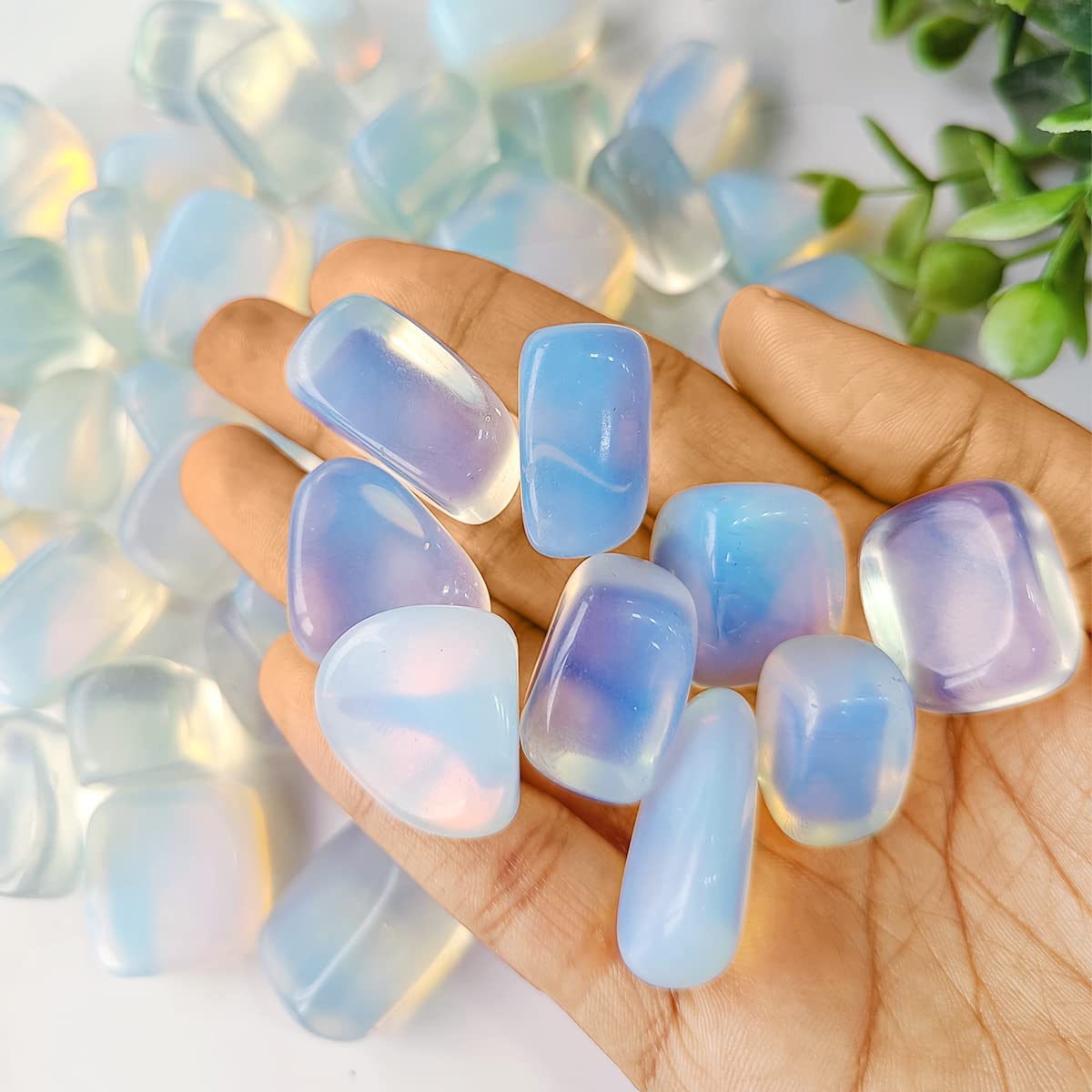 9Dzine Opalite Crystal Stone 100 Gm Natural Raw Tumble Stones Opalite Tumbled Gemstone Pebble for Reiki Healing Vastu Correction Aquarium Stones Crystal at Home Décor