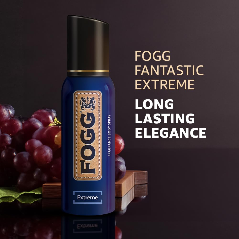 4x Fogg Fantastic Extreme No Gas Deodorant for Men, Long Lasting Perfume Body Spray, 150 ml each - Pack of 4