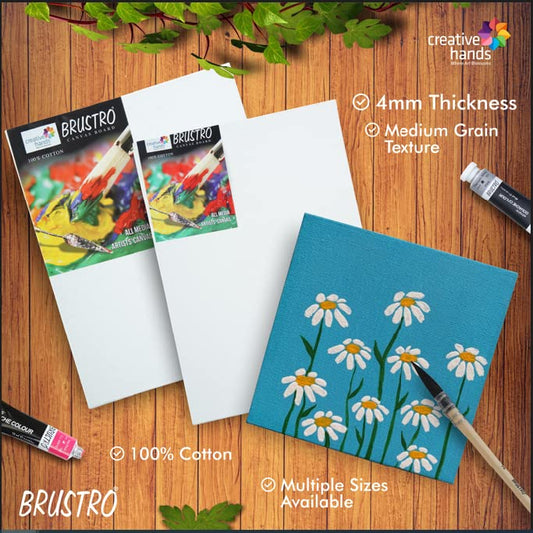 Brustro Canvas Board Medium Grain 8"X10" (Pack of 4)