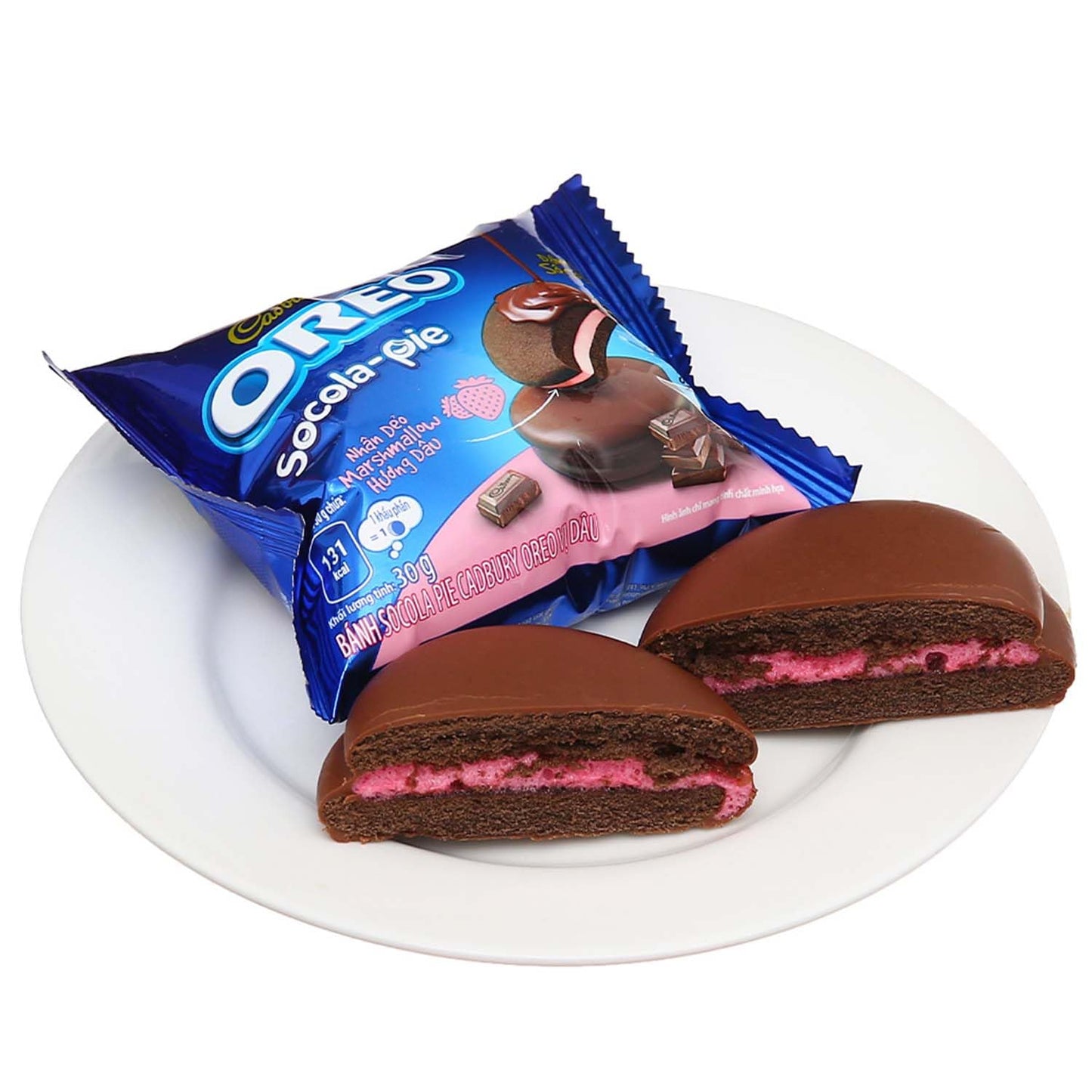 Cadburys OREOS Socola-Pie Special Edition Features a Strawberry-Flavored Marshmallow Sandwiched Between Oreos Cookie Pieces, all Coated In Rich Chocolate 6 Pack 168g (Vietnam)