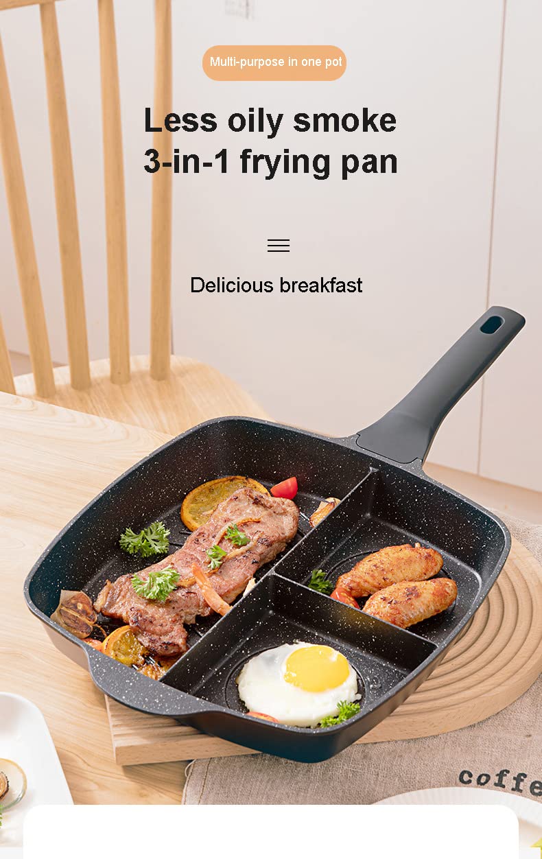 shopurb 3-in-1 Non Stick Frying pan Crepe Maker pan Cooking Wok Pot (Black)