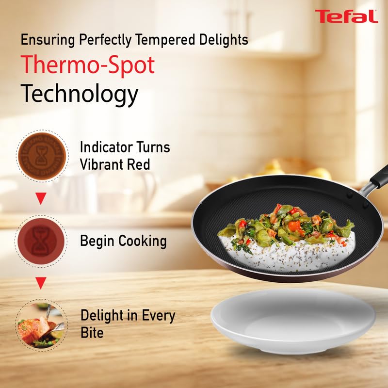 Tefal Day by Day Non-Stick Tawa/Thermo-Spot Technology/PFOA Free, Titanium Non-Stick Coating / 28 cm/Superior Induction Base/Suitable for All Hob Type/Black / 2 Years of Warranty