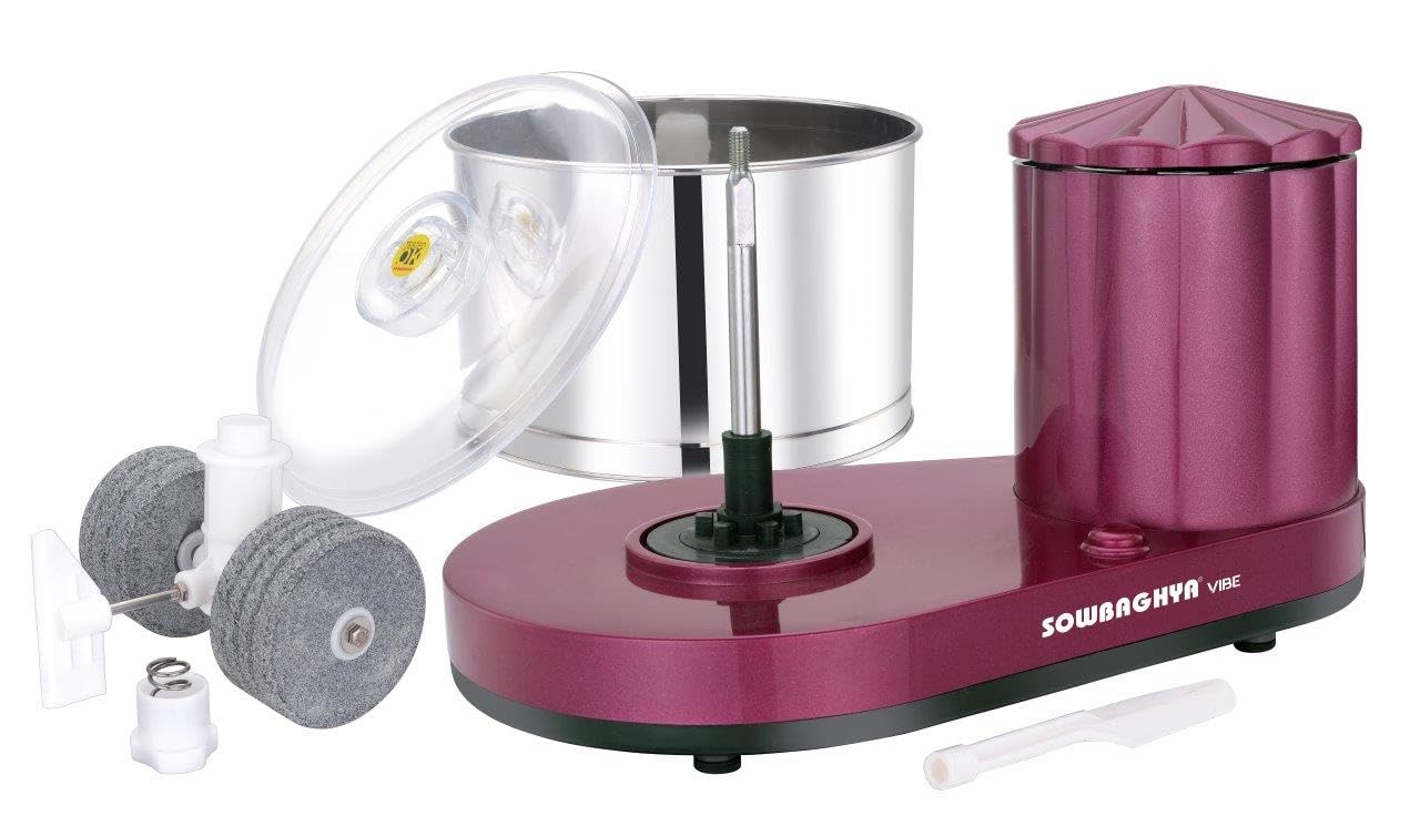 Sowbaghya Vibe 2Ltr Table Top Wet Grinder(Metallic Pink) | Heavy Duty Motor | Ideal for Your Kitchen | 2Ltr Wet Grinder for All Kinds of Batter for South Indian Dishes