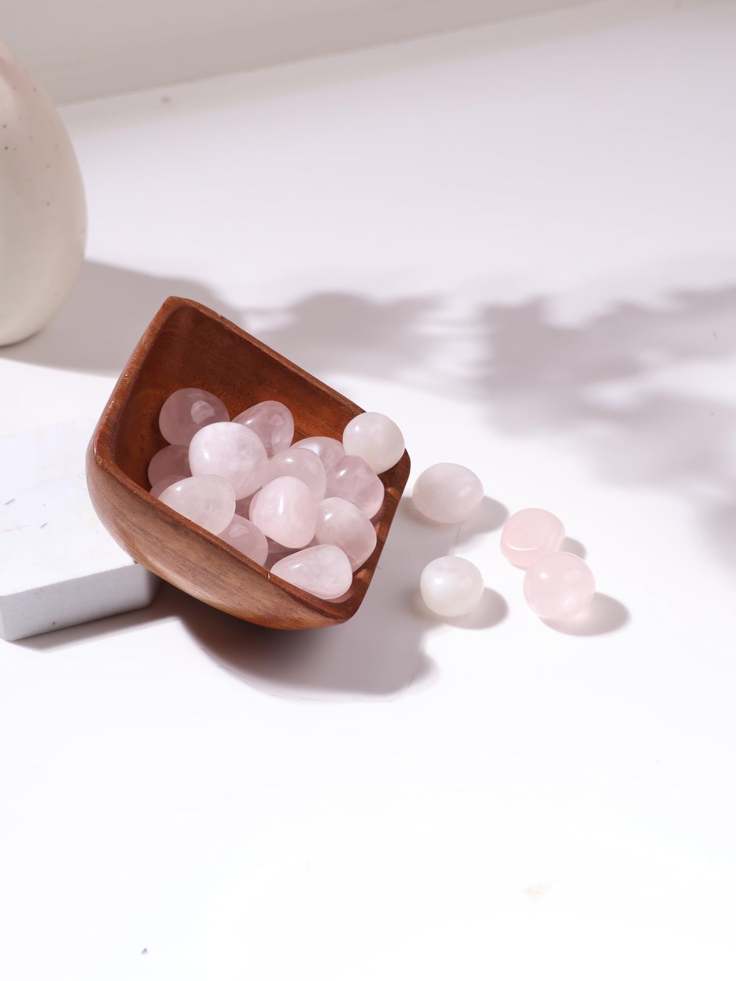 9Dzine Rose Quartz Crystal Tumble 50 Gm | Natural Raw Tumbled Gemstone Pebble for Reiki Healing Vastu Correction, Aquarium, Home Decor