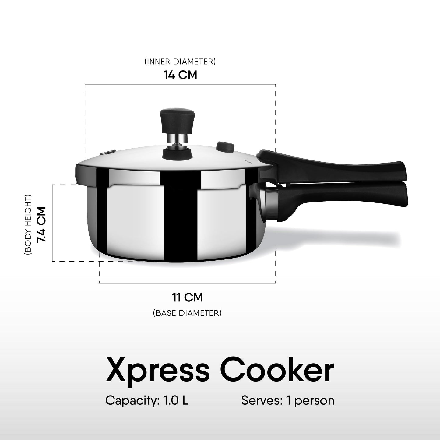 Stahl Xpress Cooker Triply Pressure Cooker Baby, Induction Cooker, Outer Lid Pressure Cooker 1 Liters, Induction & Gas Stove Compatible, 5 Years Warranty,Stainless steel,Silver