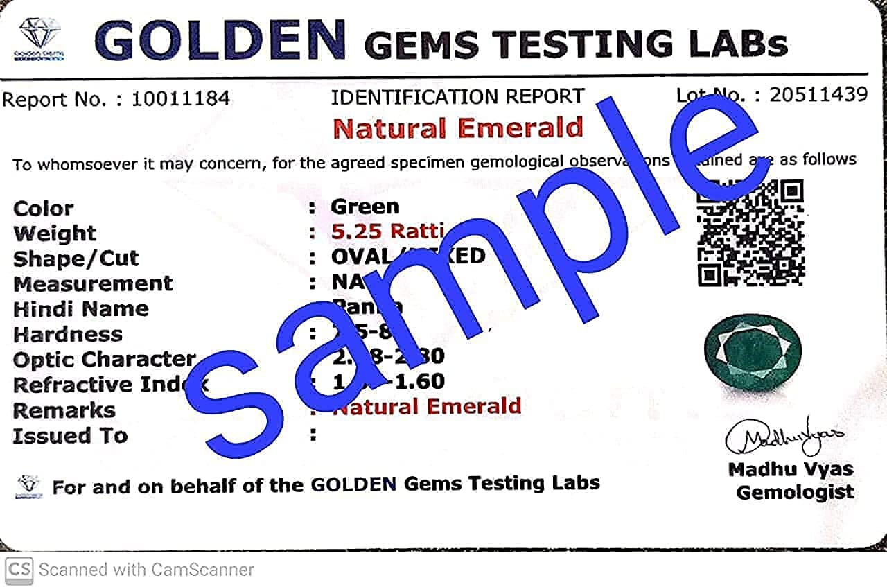 Akshita gems 3.00 Carat 100% Brazilian Emerald Panna Unheated Gemstone Certified Natural Gemstone AA++ Quality For Men And Women By Lab Certified