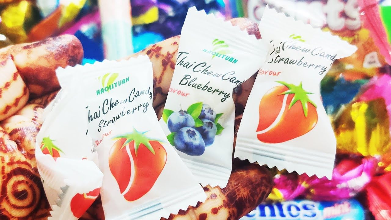 3x Haoliyuan Thai Chew Candy Blueberry Flavoured Candy - 350gm each - 300pcs total - Pack of 3