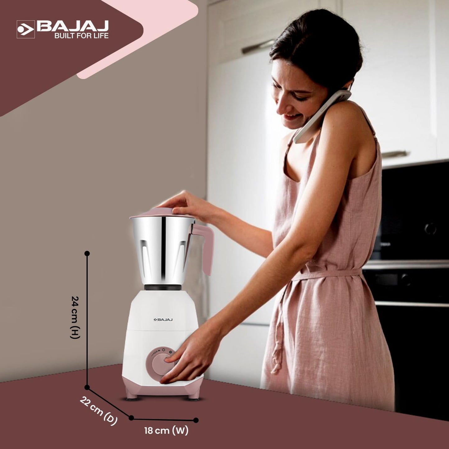 Bajaj Ninja Series Stella 750W Mixer Grinder with 4 Jar, White