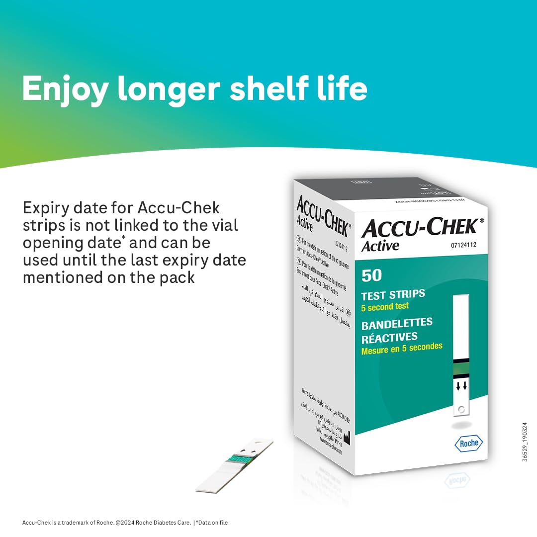 Accu-Chek Active Blood Glucose Glucometer Kit with Vial of 10 Strips, 10 Lancets and a Lancing device FREE
