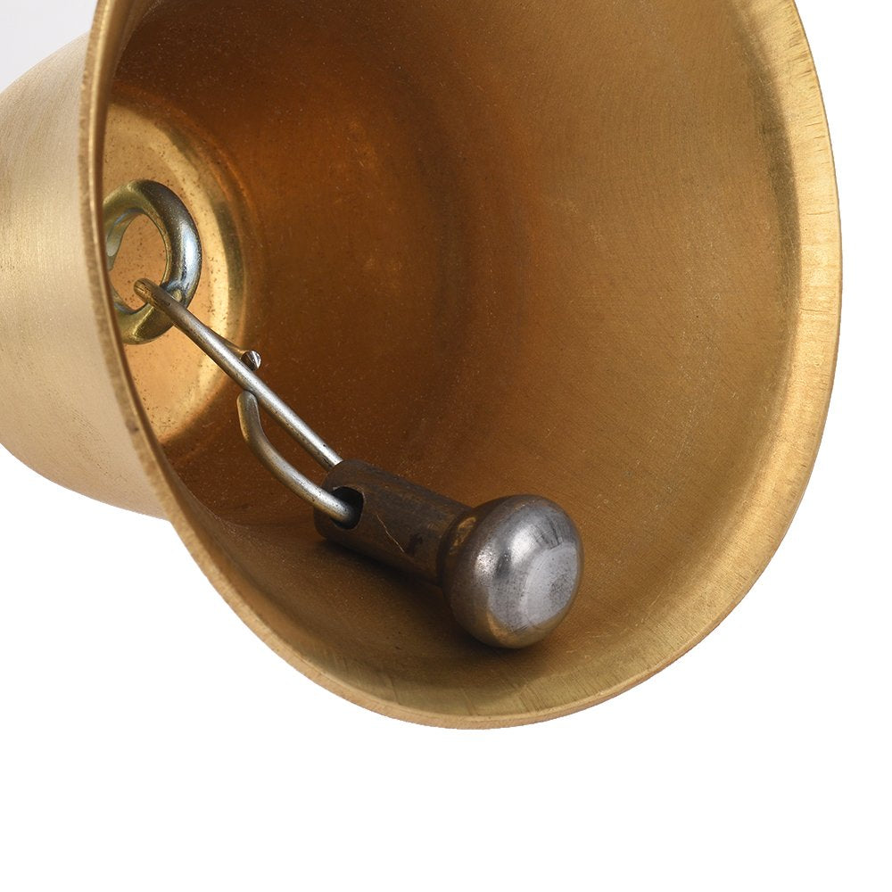 Brass Hand Bell Loud Call Bell Handbell Desk Ringbell with Wooden Handle Festival Decoration Food Line Alarm School Hotel Sercive