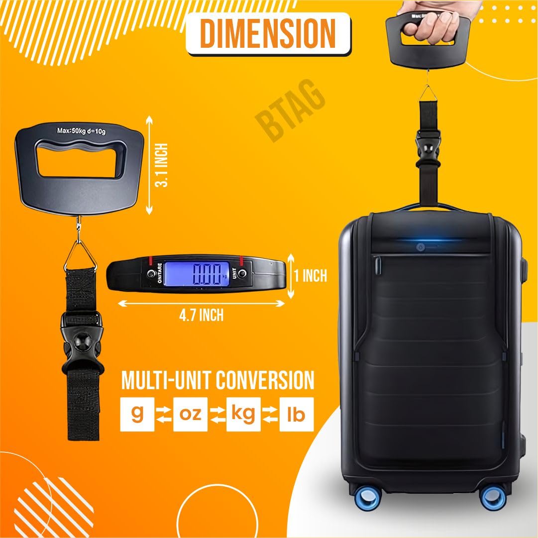 Btag Electronic Portable Digital LED Screen Luggage Weighing Scale, 50 kg/110 Lb For Multi-Purpose Use. Pack of 1 (A09)