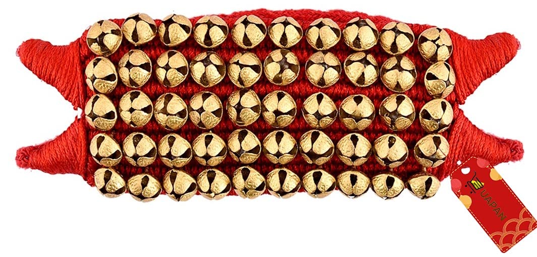 UAPAN Brass Ghungroo Anklets Bells (5 Line Double string Pad, Red, Pair)