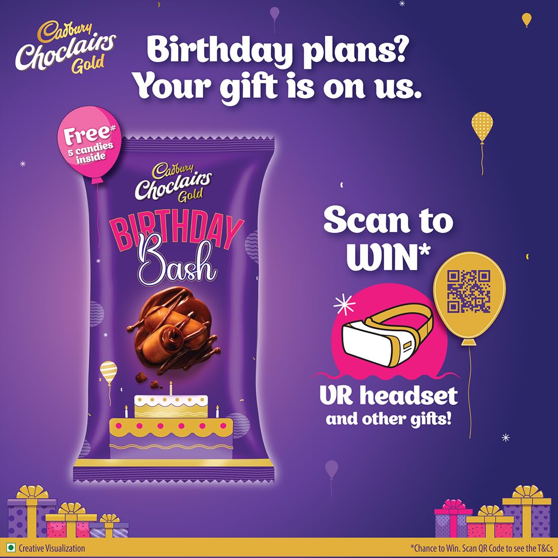 Cadbury Choclairs Gold Candy, 546 g (105 Candies)