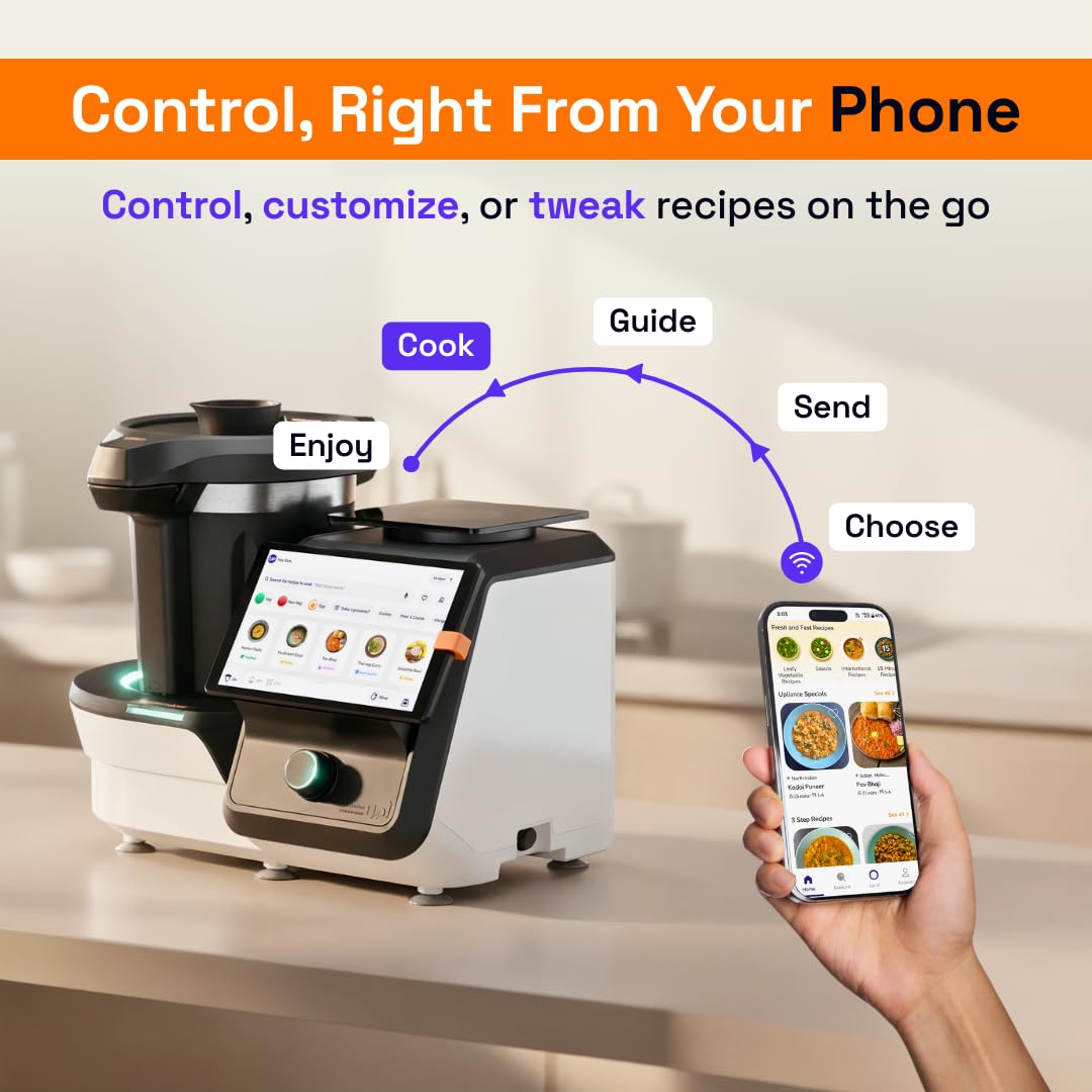 Upliance 2.0 Smart Cooking Appliance | Cook 750+ Dishes Faster | In-App Control & Nutrient Tracking | Chop, Cook, Stir & Clean | Glass Jar | 1-Year Warranty