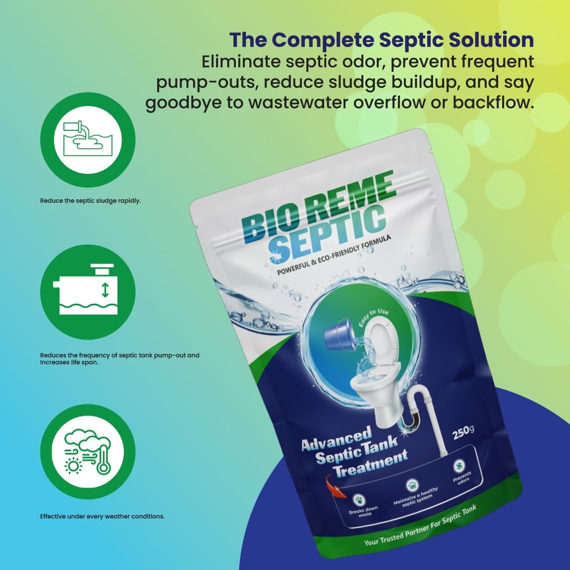 Bio Reme Septic Tank Cleaner Bacteria Reduces Sludge Build-Up Odour Removing Powder Bacteria Eco Friendly Available In Pack of 1 (250 Gm)
