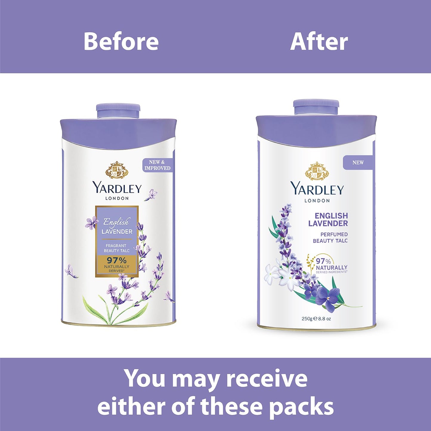 4x Yardley London English Lavender Perfumed Talc| Fragrant Beauty Talc for Women| Smooth texture | 250g - Pack of 4