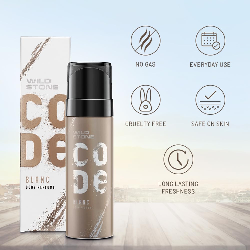 4x Wild Stone CODE Blanc Body Perfume for Men, 150 Ml  - Pack of 4