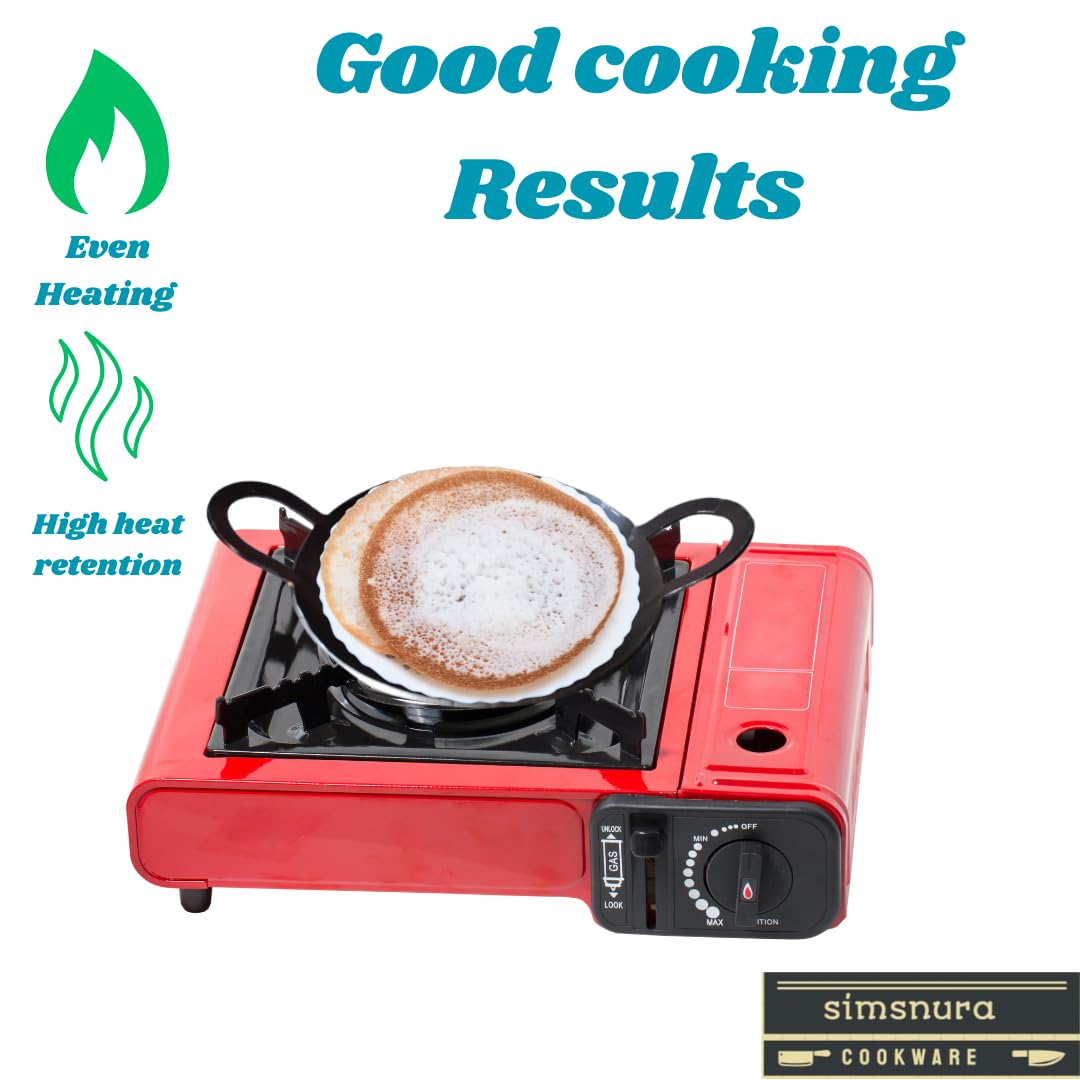 simsnura Iron AppaChatti|Appam pan|Appam Patra|Kallu| Appam Maker| Appam Patra| Appam Pot Maker| Granite Kadai Black| (9 inch Dia)