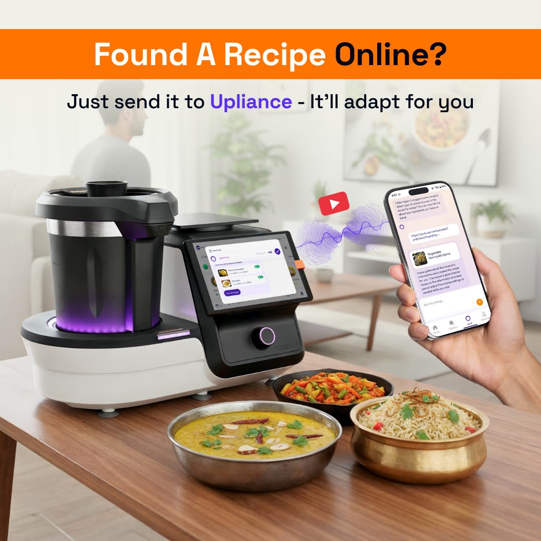 Upliance 2.0 Smart Cooking Appliance | Cook 750+ Dishes Faster | In-App Control & Nutrient Tracking | Chop, Cook, Stir & Clean | Glass Jar | 1-Year Warranty