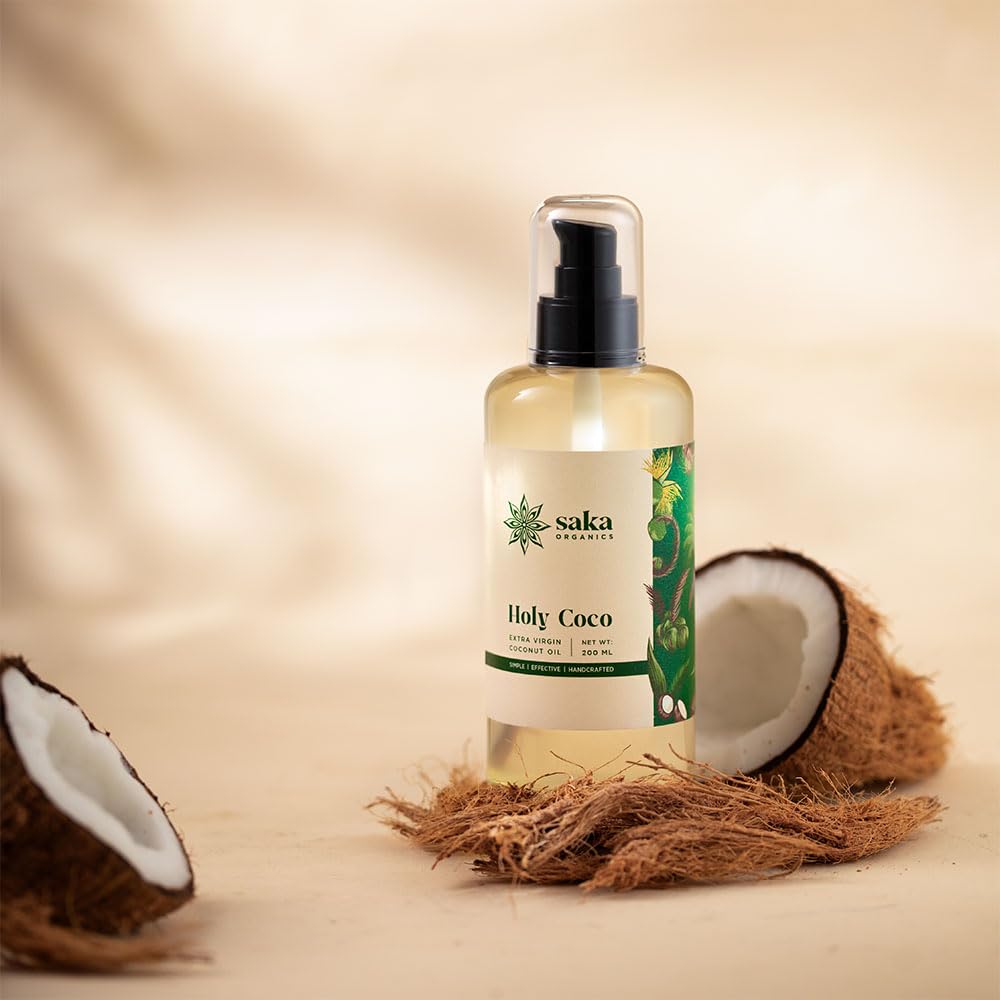 Saka Organics - Holy Coco | Handmade Extra Virgin Coconut Oil | Natural Hair Care for All Hair Types (200 ml)