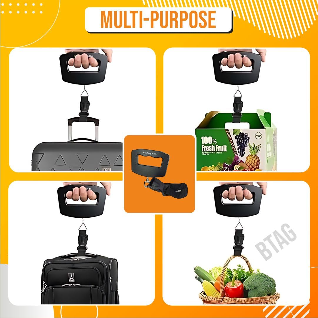 Btag Electronic Portable Digital LED Screen Luggage Weighing Scale, 50 kg/110 Lb For Multi-Purpose Use. Pack of 1 (A09)