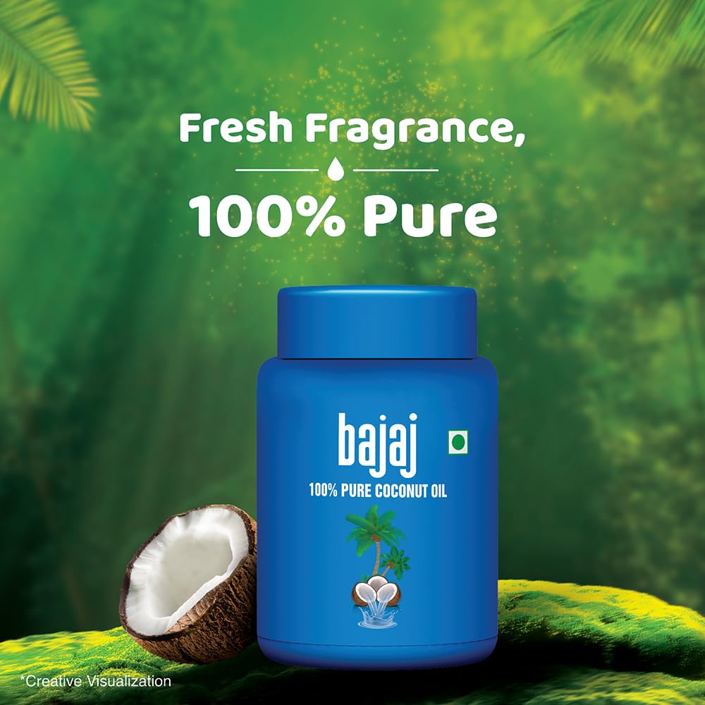 Bajaj 100% Pure Coconut Oil 600ml Wide Mouth Jar