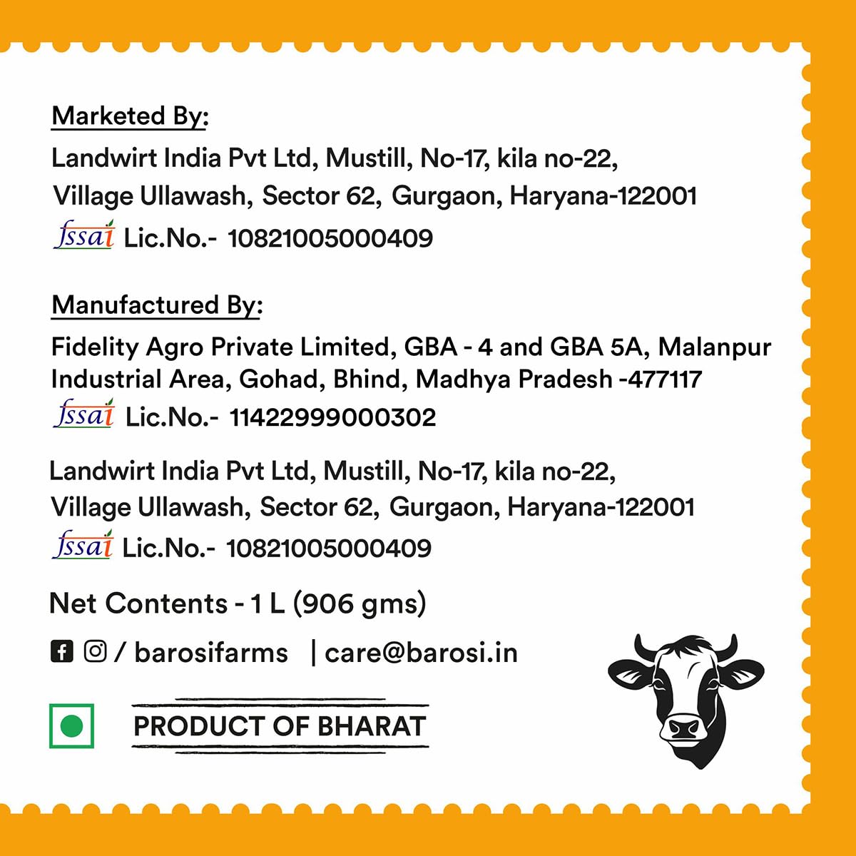 Barosi Premium Cow Ghee 1000 ml | 100% Pure | Danedar Texture | Rich In Good Fats And Antioxidants | Easy To Digest