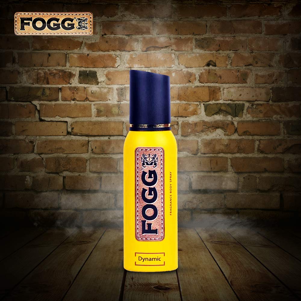 4x Fogg Dynamic No Gas Deodorant for Men, Long-Lasting Perfume Body Spray, 120 ml each - Pack of 4