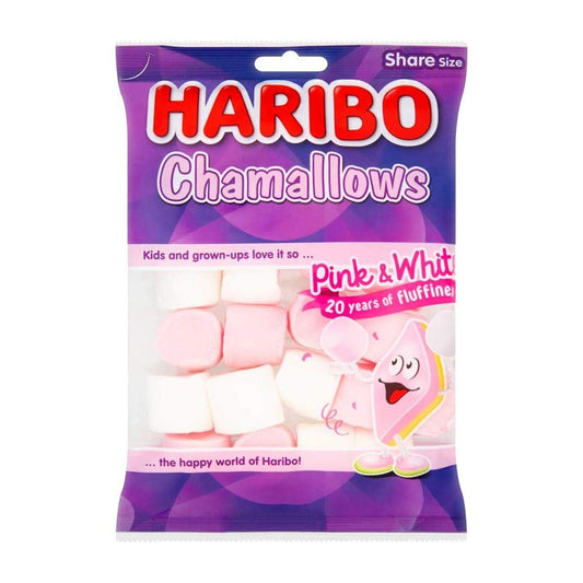 8x HARIBO Chamallows Share Size Marshmallow, Pink, 140 g each - Pack of 8