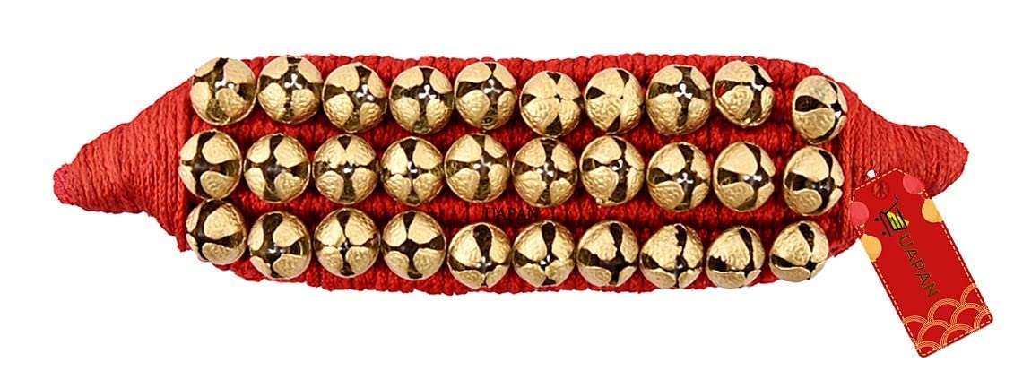 UAPAN Brass Big Ghungroo Bells (3 Line Pad, Red, Pair)