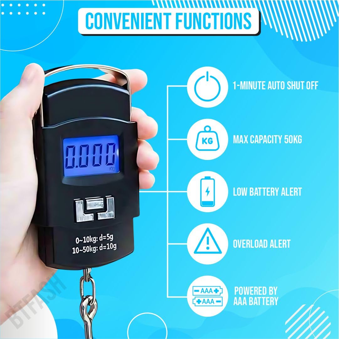 BTfash Electronic Portable Digital LED Screen Luggage Weighing Scale, 50 kg/110 Lb for Multi-Purpose Use. Pack of 1 (A08)
