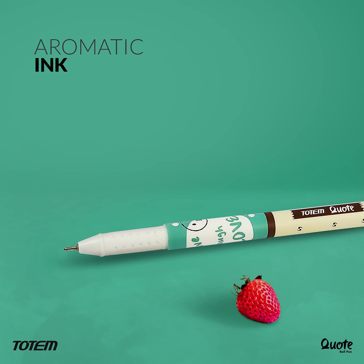 TOTEM Quote Ball Pens | 60 Blue Ink Pens | Scented Ink Pens | Cute Emoji Themed | 0.7 mm Tip | Comfortable & Smooth Writing | Ideal for School, Business & Office Use | Perfect for Kids Stationery