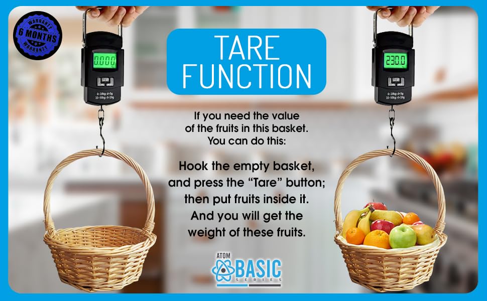 ATOM A 302 Electronic Digital Hanging Stainless Steel Hook Luggage Portable Scale with LCD Display for Industrial Fishing Factory Use Capacity 50Kg