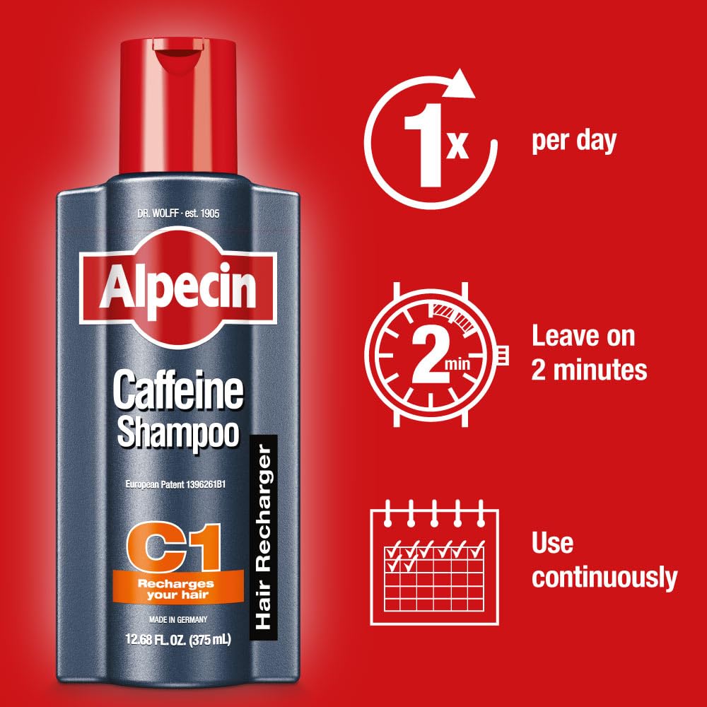 Alpecin C1 Caffeine Anti Hair Fall Shampoo 3x250ml | Scalpe Shampoo for Hair Fall Control | Natural Hair Growth Shampoo Strengthen Hair Growth and Reduces Hair Loss