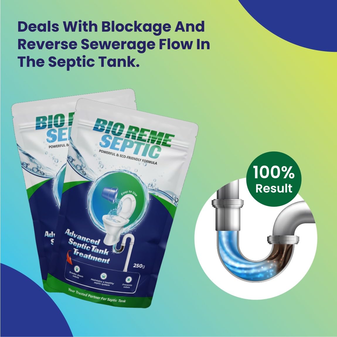 Bio Reme Septic Tank Cleaner Bacteria Reduces Sludge Build-Up Odour Removing Powder Bacteria Eco Friendly Available In Pack of 1 (250 Gm)
