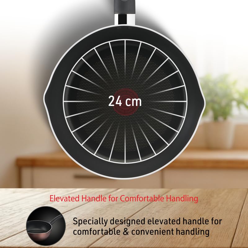 Tefal Day by Day Non-Stick Deep Frypan/Thermo-Spot Technology/PFOA Free, Titanium Non-Stick Coating / 24 cm/Superior Induction Base/Suitable for All Hob Type/Brown / 2 Years of Warranty