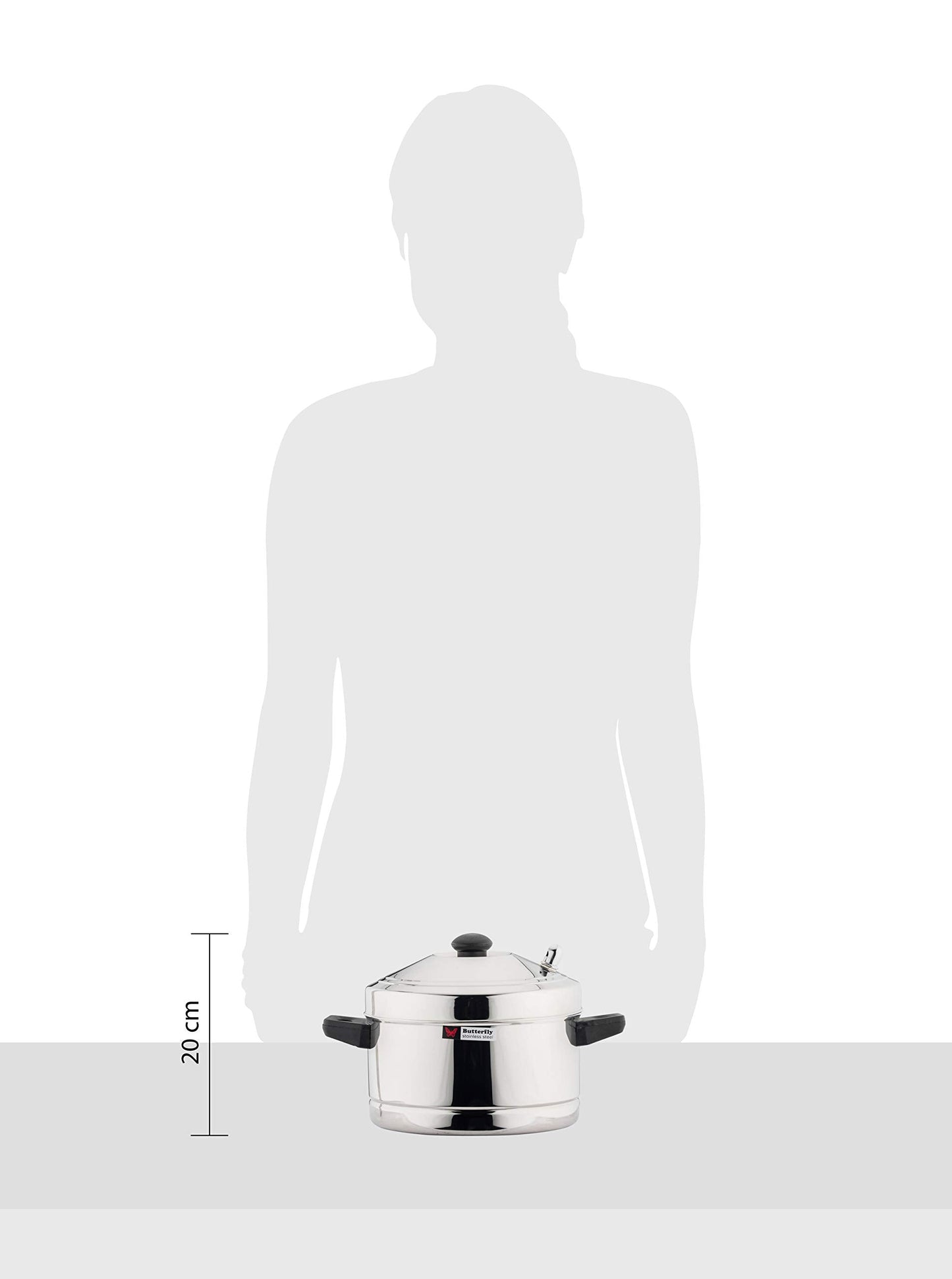 Butterfly Stainless Steel Idli Cooker, Idly Maker Set with 4 Plates, 16 Idlies, Silver, Standard, 4 Liters