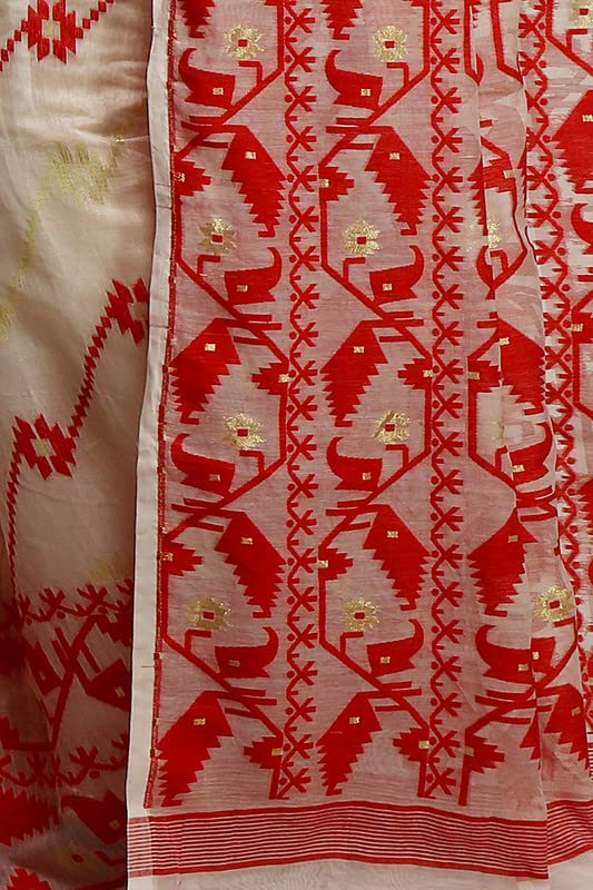 BENGAL HANDLOOM Women's Cotton Silk Exclusive Allover Soft Mod1 Jamdani Sarees, Multi