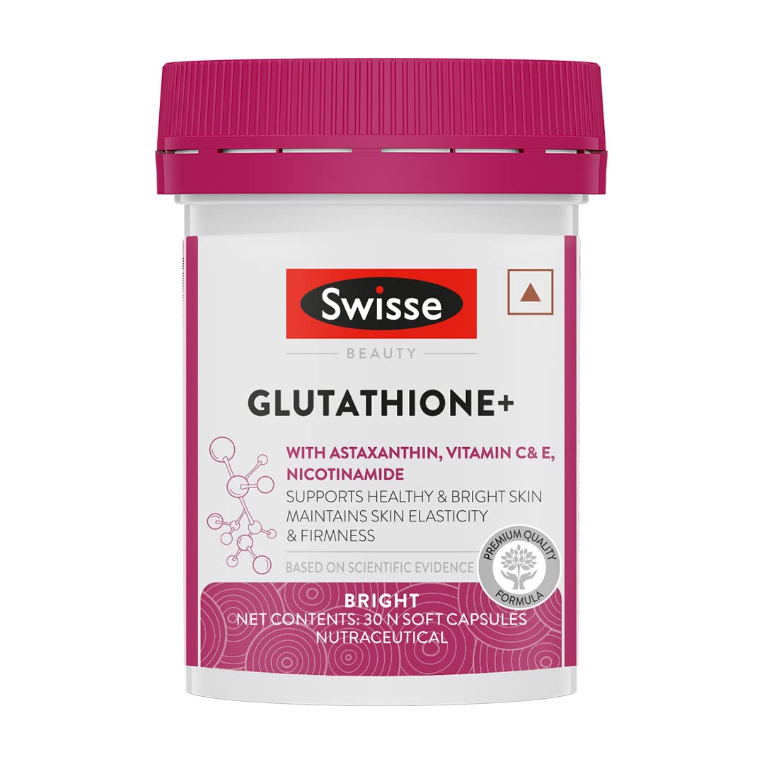 Swisse Glutathione+ Manufactured In Australia, Glutathione Tablets with Astaxanthin, Vitamin C & E, Nicotinamide For Healthy, Radiant & Youthful Skin (30 Capsules, Only 1 Capsule Per Serving)