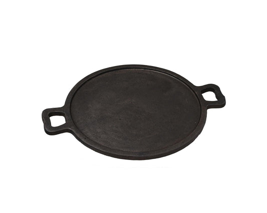 Rustik Craft Pre-Seasoned Black Cast Iron Dosa Tawa/Baking Pan with Two Loop Handles 12", Good for Cooking on Gas, Dosa,Omlete,Roasting pan (W =3500 G, Thickness 8.8 mm)