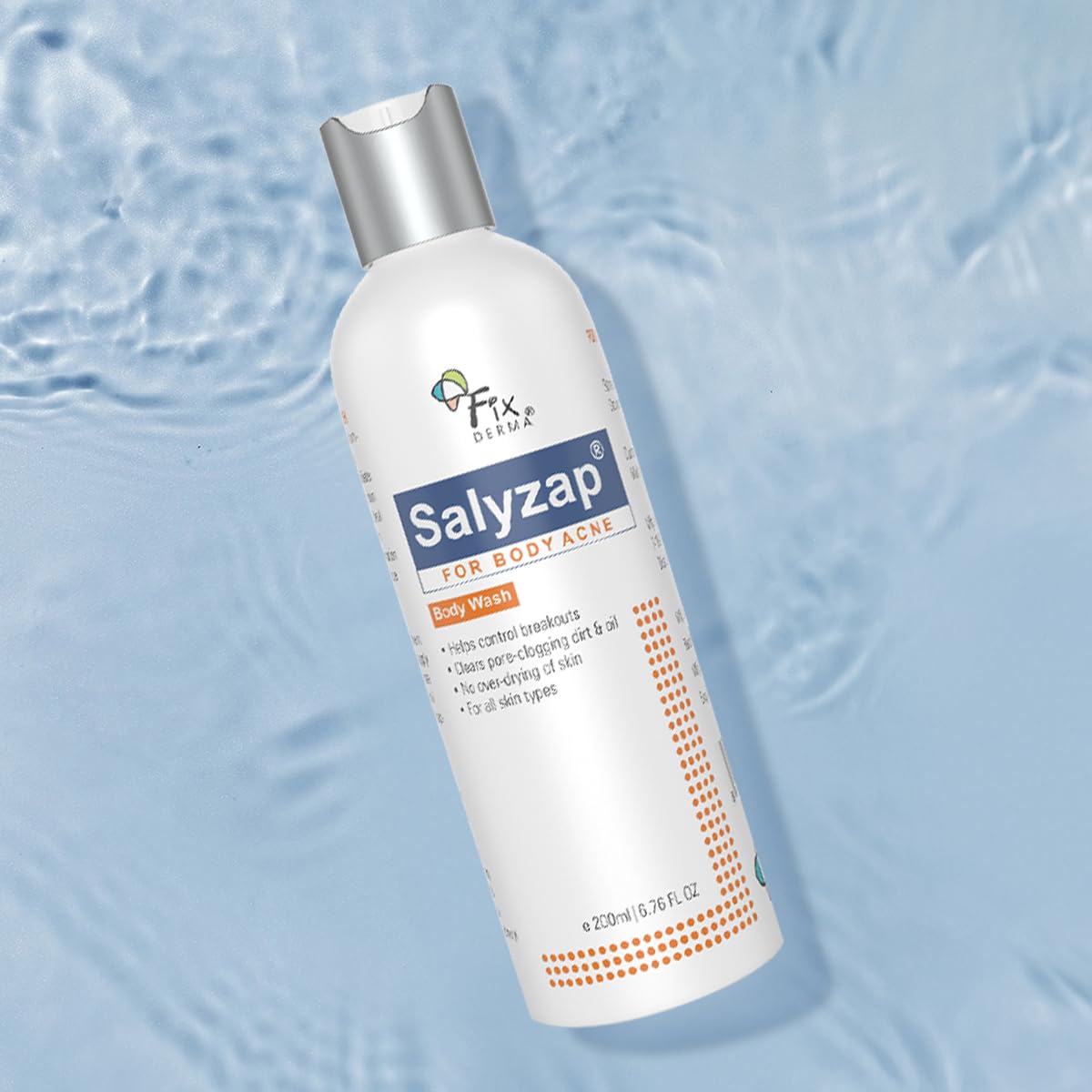 4x FIXDERMA Salyzap 2% Salicylic Acid Body Wash - 200ml each (Pack of 4)