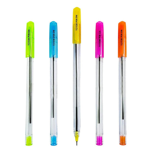 TOTEM Pin On Ball Pens | 60 Blue Ink Pens | 0.7 mm Tip | Comfortable Grip | Pens Combo Pack | Best Pens for Writing | Perfect for KIds