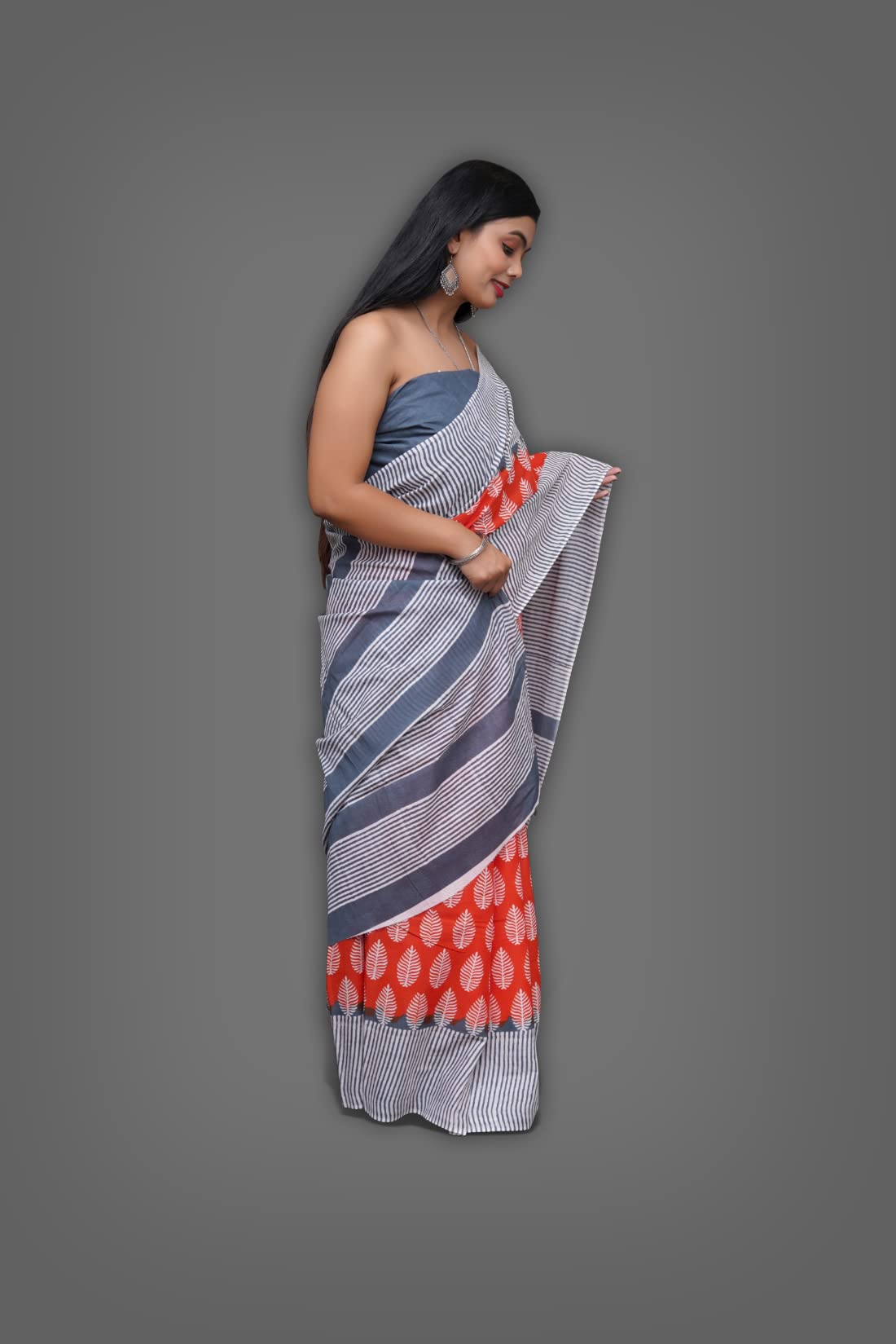 ANMOL FABRICS Women's Cotton Malmal Saree | Women Stylish Sadis | Printed Runing Blouse Piece | Sari Length 5.5 meter | Blouse Piece 1 m | Unstitched Blouse Material Free_Size_SAREE-MULTI_71