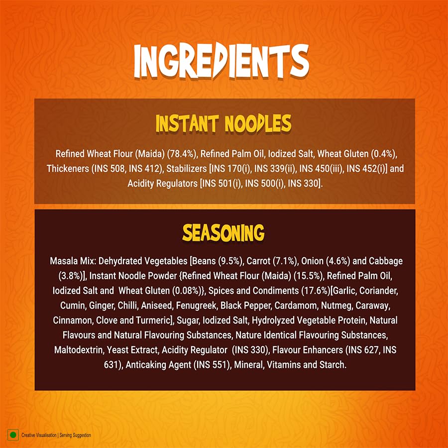 Sunfeast YiPPee! Magic Masala, Long, Non-Sticky Instant Noodles | With Real Vegetables 12 in 1 Pack | 720g/840g (weight may vary)
