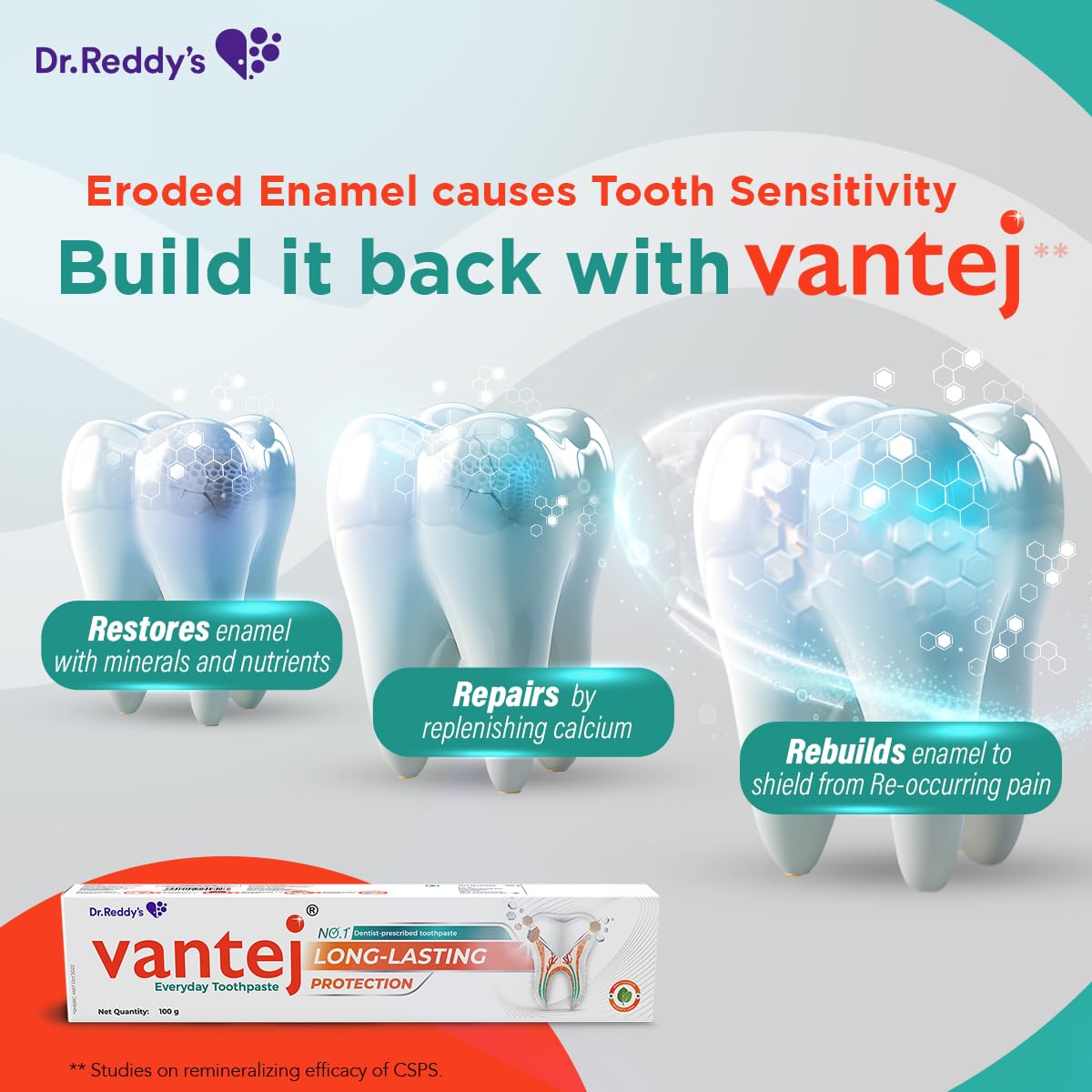Vantej Tooth Sensitivity Toothpaste - 100g, White