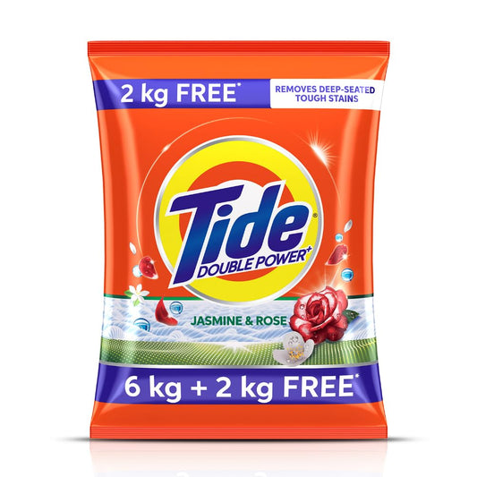 Tide Plus Double Power Detergent Washing Powder Jasmine & Rose 6kg + 2kg FREE